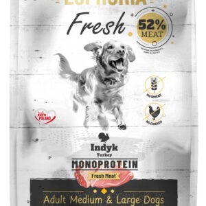 Karma dla psów EUPHORIA Fresh Turkey Monoprotein (średnie i duże rasy)