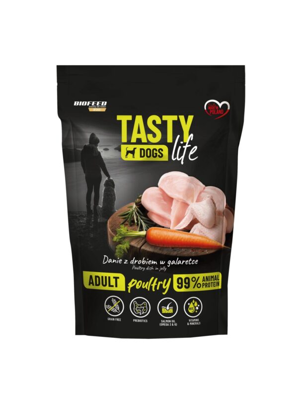 131-Mokra-karma-dla-psow-Tasty-Dogs-Life-DROB-90-danie-w-galaretce-saszetka-500-g.jpg Mokra karma dla psów Tasty Dogs Life DRÓB 90% - danie w galaretce (saszetka) 500 g