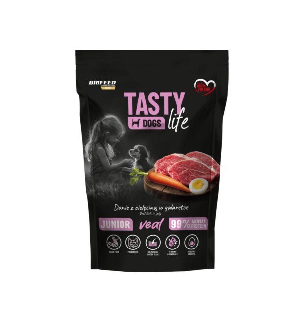 369-Mokra-karma-dla-psow-Tasty-Dogs-Life-CIELECINA-90-danie-w-galaretce-saszetka-500-g.jpg Mokra karma dla psów Tasty Dogs Life CIELĘCINA 90% - danie w galaretce (saszetka) 500 g