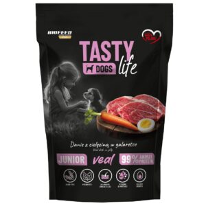 Mokra karma dla szczeniąt Tasty Dogs Life CIELĘCINA 90% - danie w galaretce (saszetka) 500 g