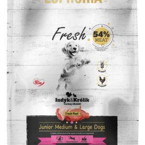 Karma dla szczeniąt EUPHORIA Fresh z indykiem i królikiem (średnie i duże rasy)