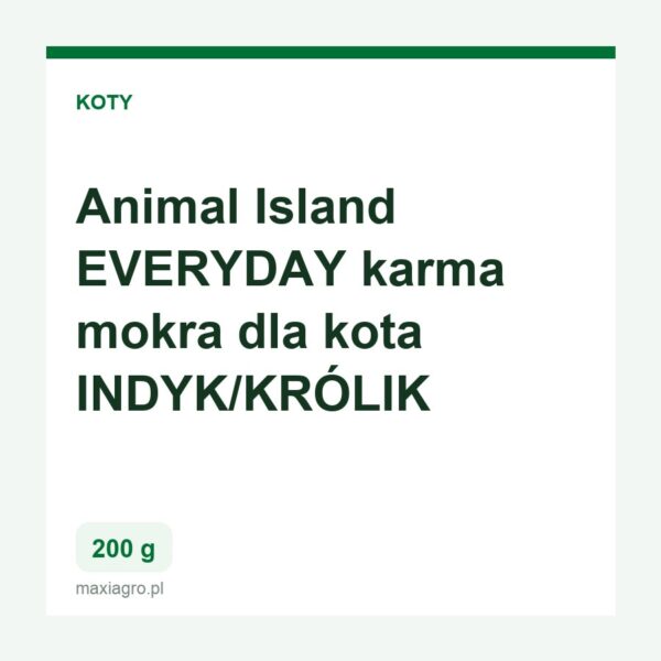 Animal island everyday karma mokra dla kota indyk krolik 200g
