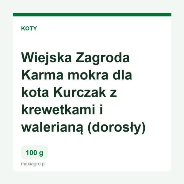Wiejska zagroda karma mokra dla kota kurczak z krewetkami i waleriana